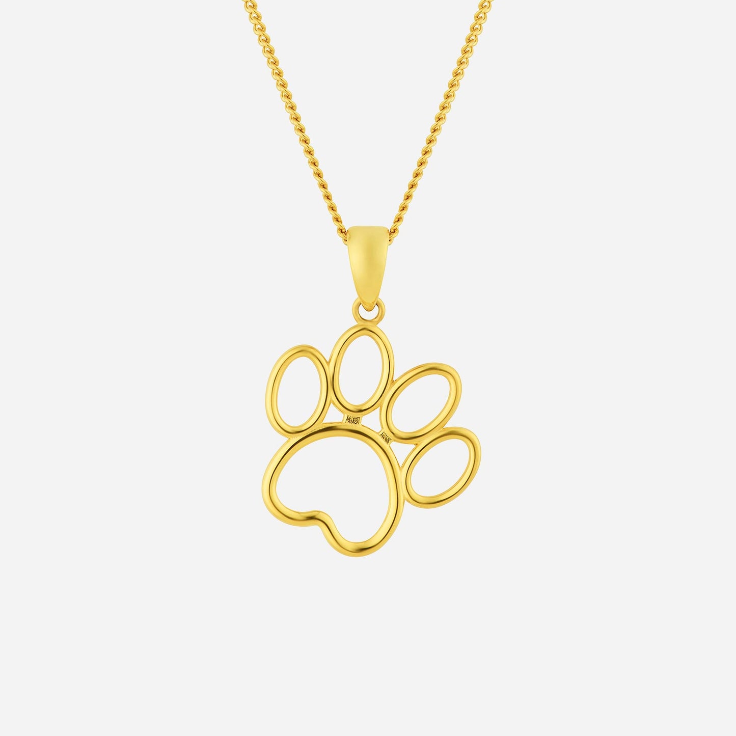 paw pendant in 22k yellow gold with an intricate openwork design, symbolizing love for pets. chain sold separately.