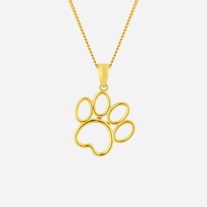 Paw pendant in 22K yellow gold with an intricate openwork design, symbolizing love for pets. Chain sold separately.