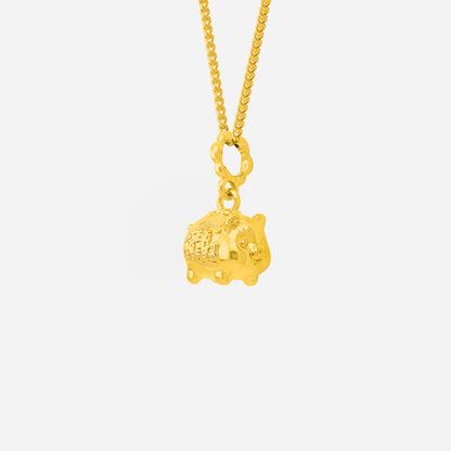 Wealth Pig Pendant in 22K yellow gold featuring a finely sculpted pig motif with intricate detailing.