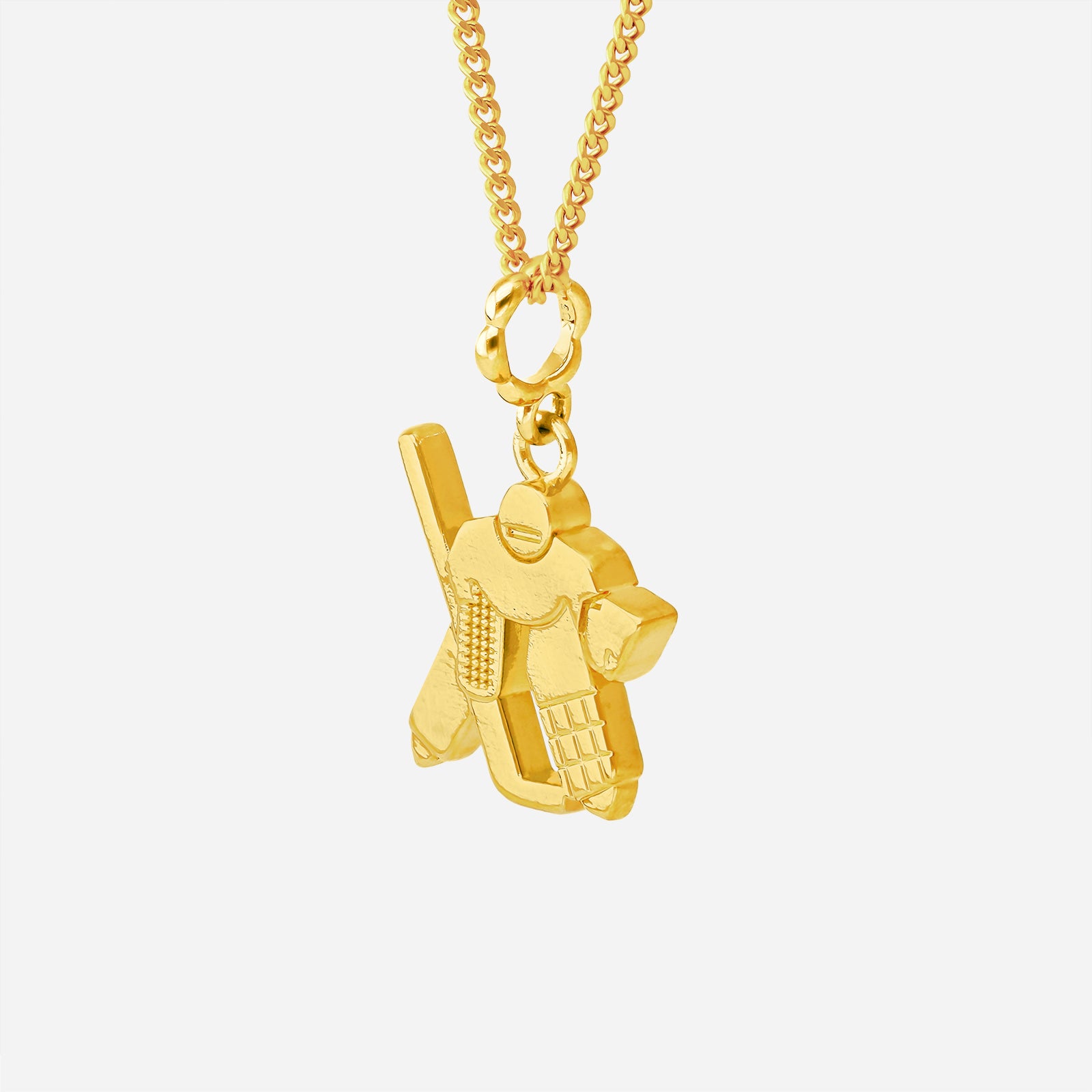 Ace of Hockey Pendant in 22K yellow gold, featuring a sculpted hockey stick and puck design for athletes.