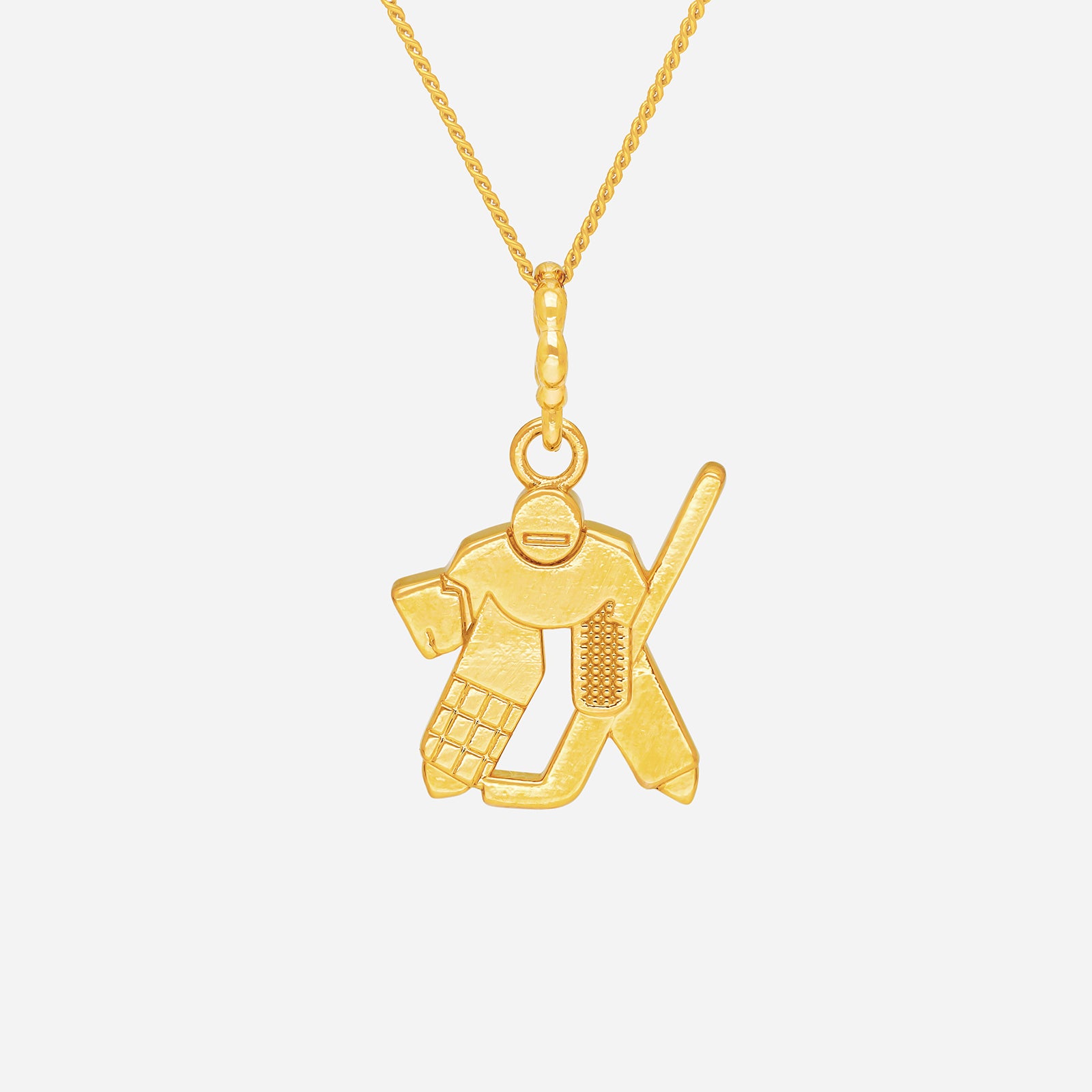 Ace of Hockey Pendant in 22K Yellow Gold with a detailed hockey player motif, symbolizing ambition and strength.
