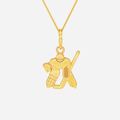 Ace of Hockey Pendant in 22K Yellow Gold with a detailed hockey player motif, symbolizing ambition and strength.