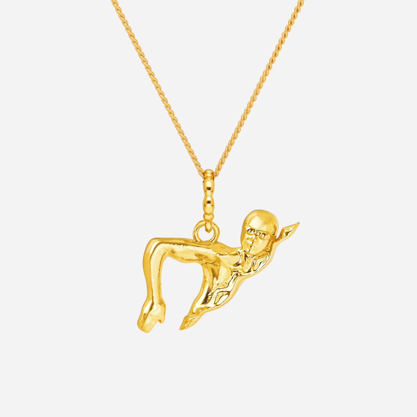 ace of swimming pendant in 22k yellow gold featuring a sleek swimmer silhouette, showcasing fluid movement and energy.
