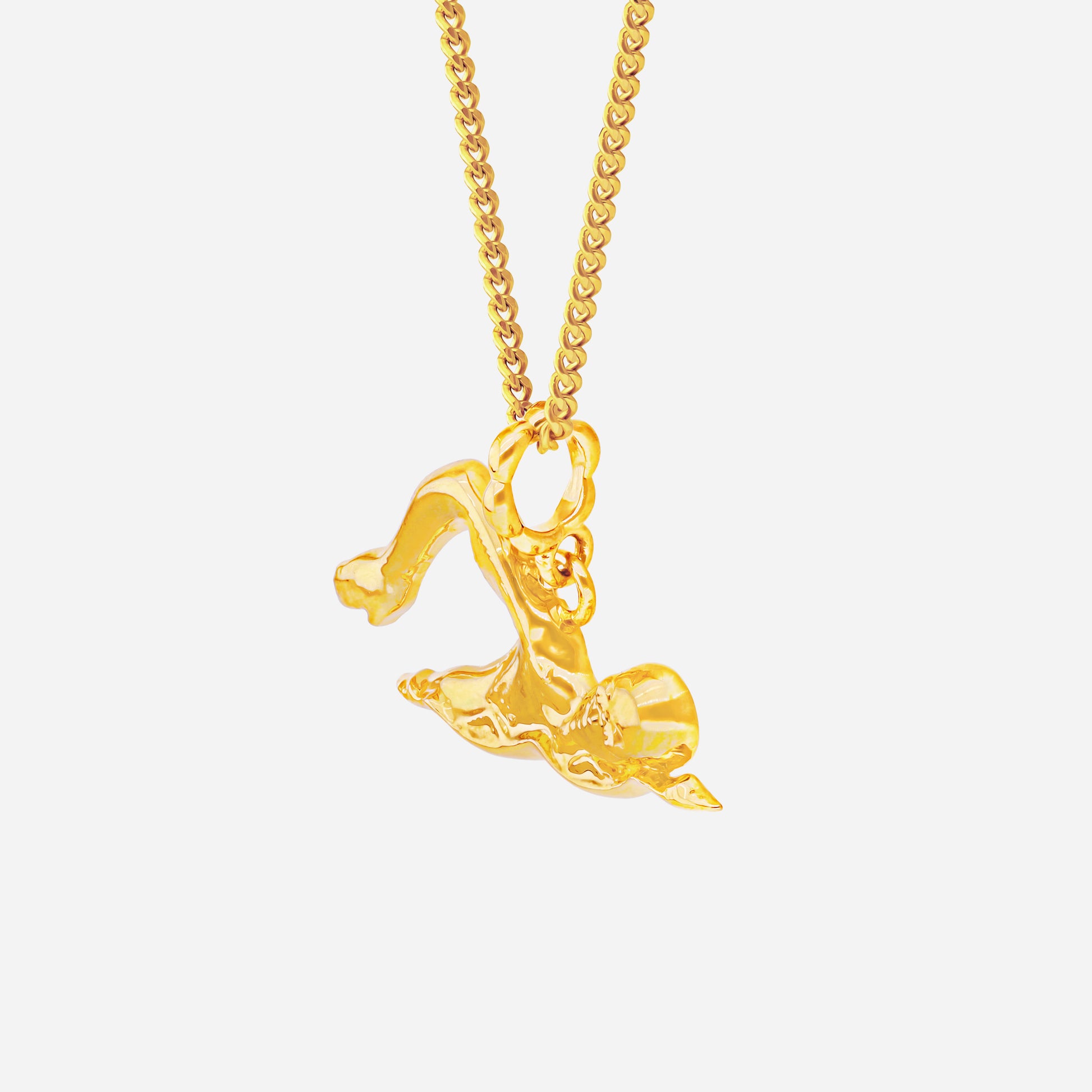 Sleek Ace of Swimming Pendant in 22K Yellow Gold, showcasing a dynamic swimmer's silhouette.