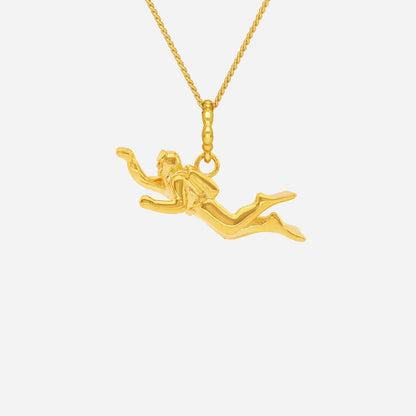 Ace of Diving Pendant in 22K yellow gold with a sculpted diver design, ideal for adventure lovers. Chain sold separately.