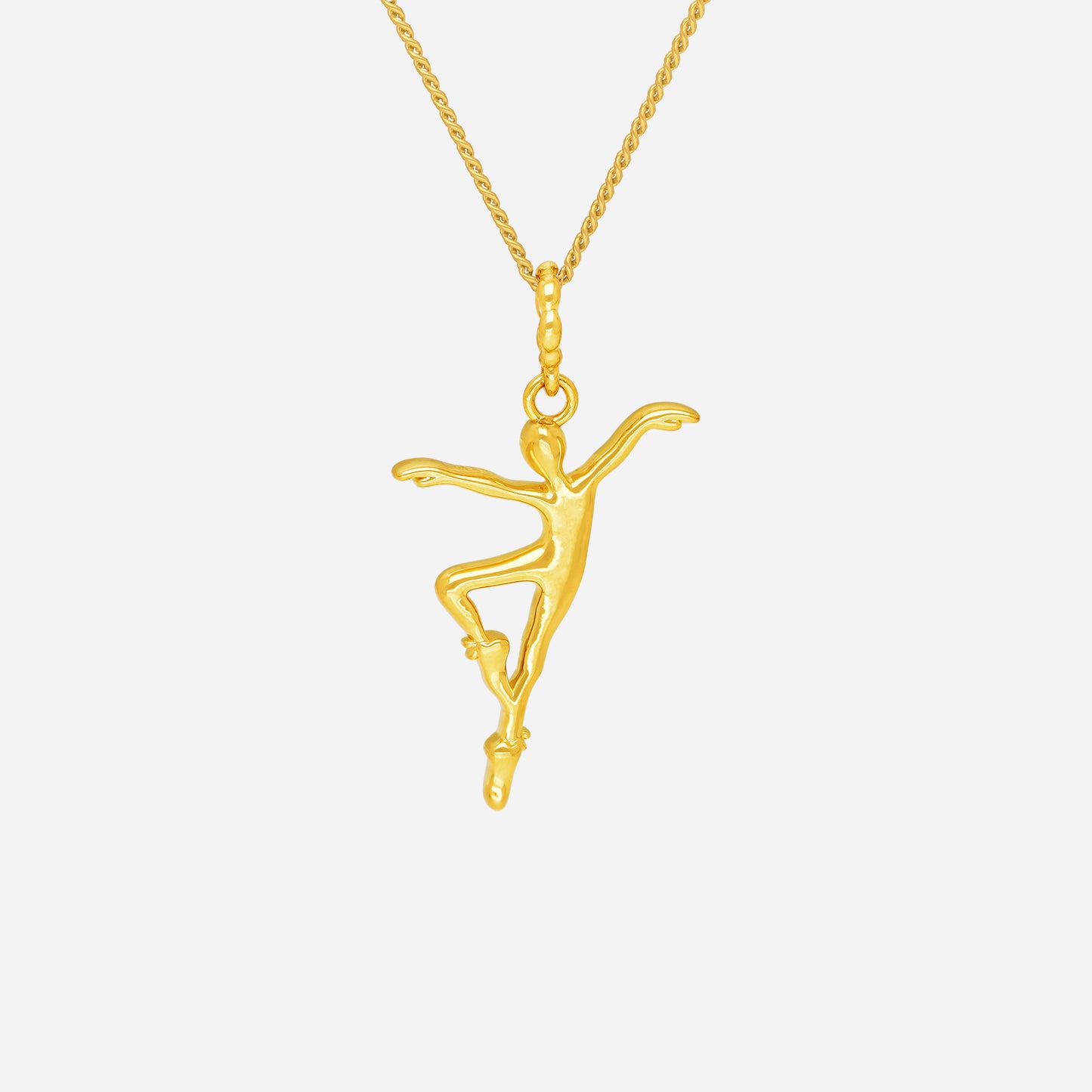 ace of ballerina pendant in 22k yellow gold, featuring a delicate ballet dancer design in a graceful pose.