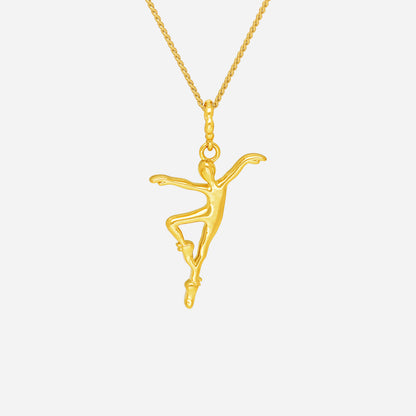 Ace of Ballerina Pendant in 22K yellow gold, featuring a delicate ballet dancer design in a graceful pose.