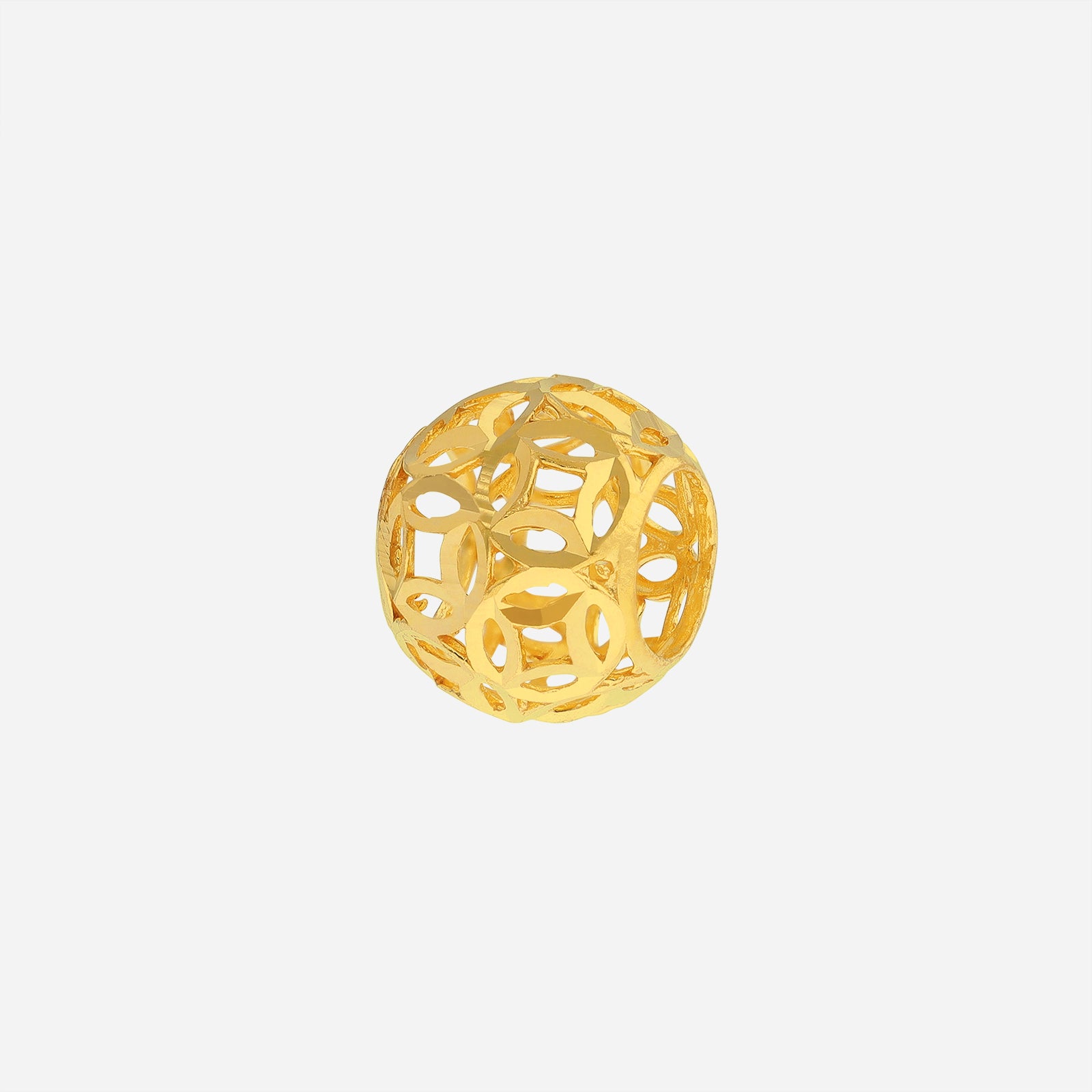 Prosperity Coin Charm in 22K yellow gold with intricate openwork design, ideal for bangles or chain necklaces.