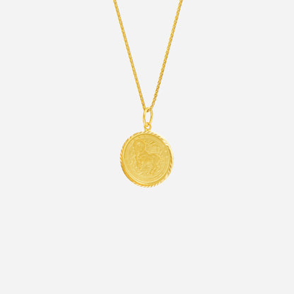 Prosperity Goat Pendant in 22K yellow gold with intricate design, symbolizing abundance and harmony. Chain not included.