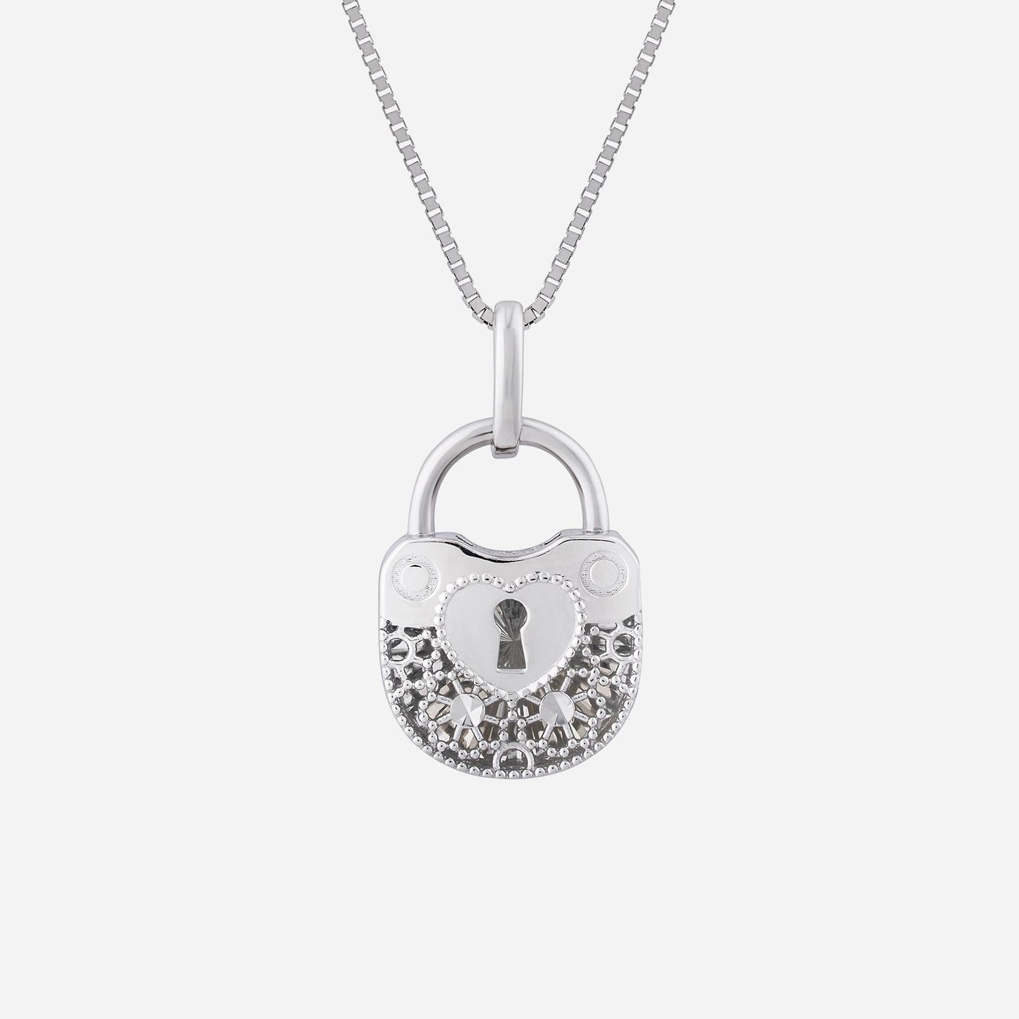 lock pendant in white gold (g750keyl1398a)