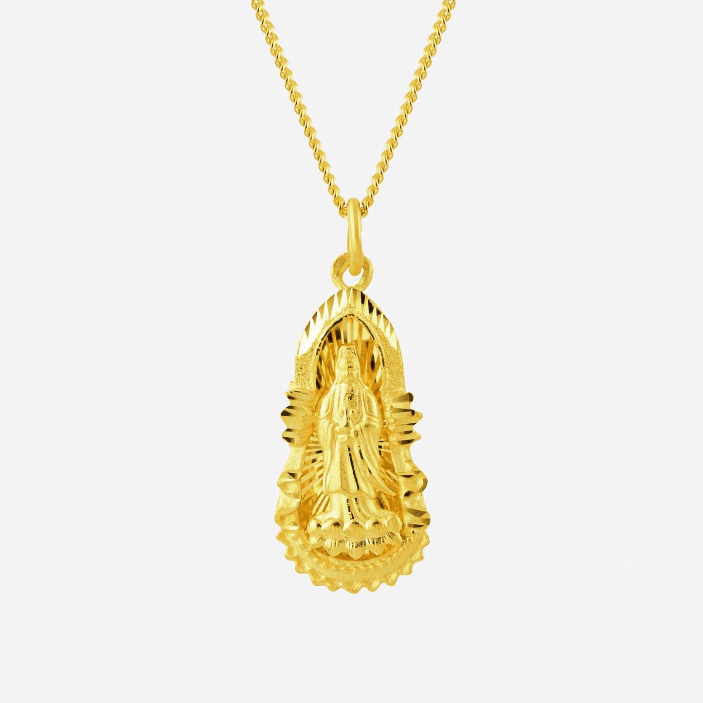 guan yin pendant in yellow gold (g999style1055a)