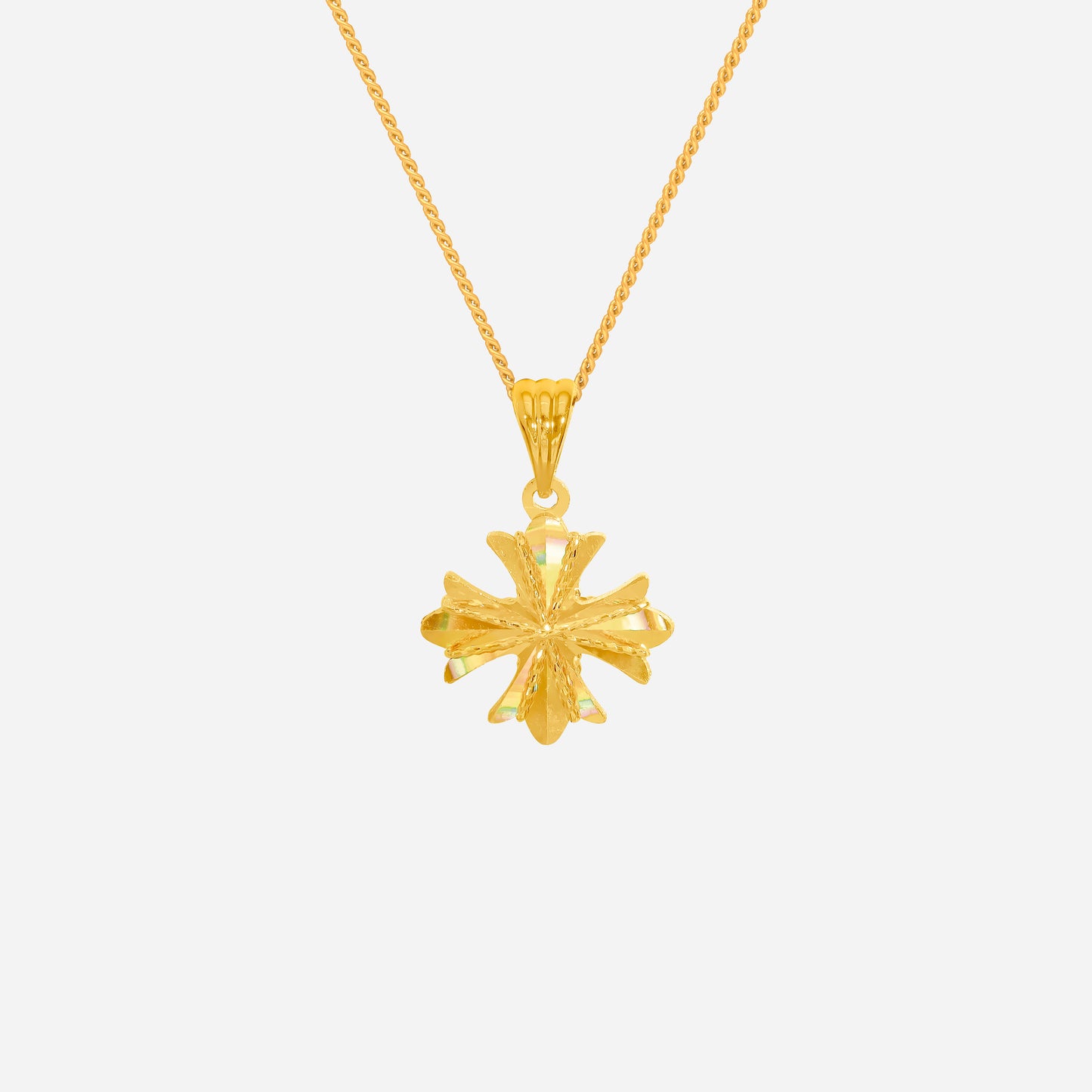 tweed star pendant in 22k yellow gold with intricate textured detailing and sculpted star design. chain sold separately.