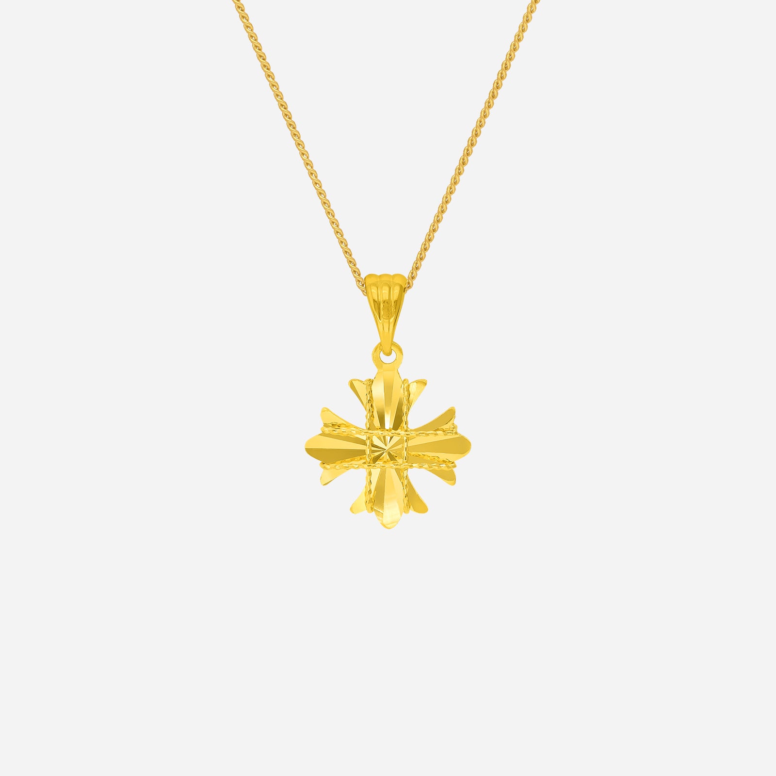 Tweed Star Pendant in 22K Yellow Gold with intricate sculpted star design and textured detailing. Chain not included.