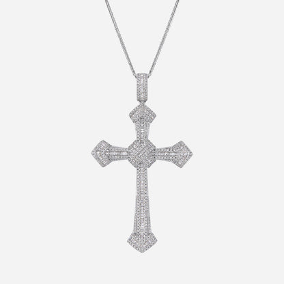 Cross diamond pendant in 18K white gold, featuring a detailed design and sparkling diamonds.Chain sold separately.