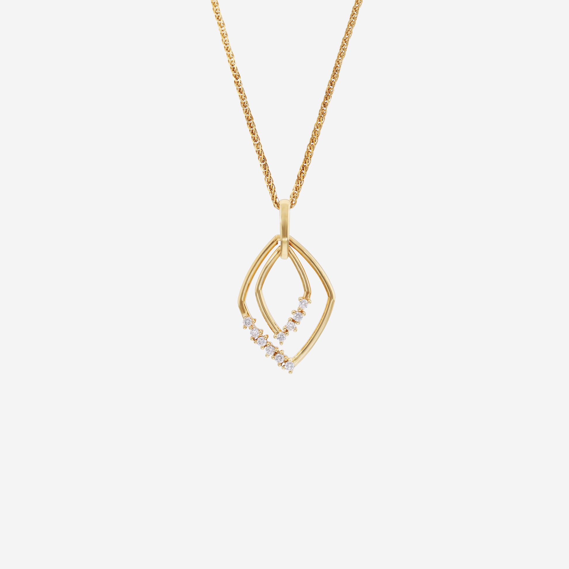 Glimmer Rhombus Diamond Pendant in 18K yellow gold with diamond accents in a modern rhombus design. Chain sold separately.