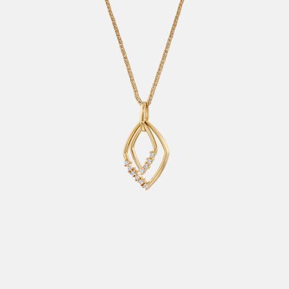 Glimmer rhombus pendant in 18K yellow gold with diamond accents, featuring a modern double rhombus design.