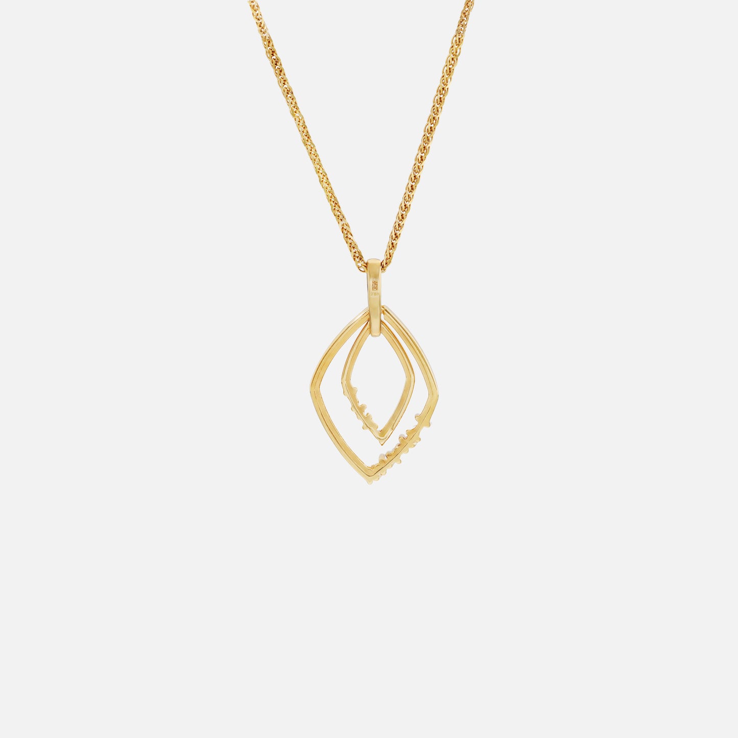 glimmer rhombus diamond pendant in 18k yellow gold with intricate layered design, sparkling diamond accents.