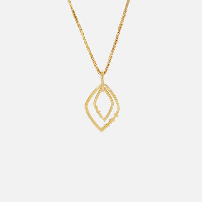 Glimmer rhombus diamond pendant in 18K yellow gold with intricate layered design, sparkling diamond accents.
