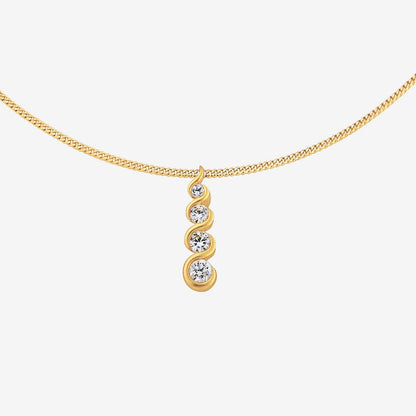 Love Journey diamond pendant in 18K yellow gold with four ascending diamonds in a sleek, modern design.