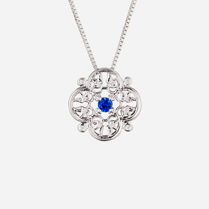 Legacy Floral Sapphire Diamond Pendant in White Gold (GSAPLEGACY0946A)