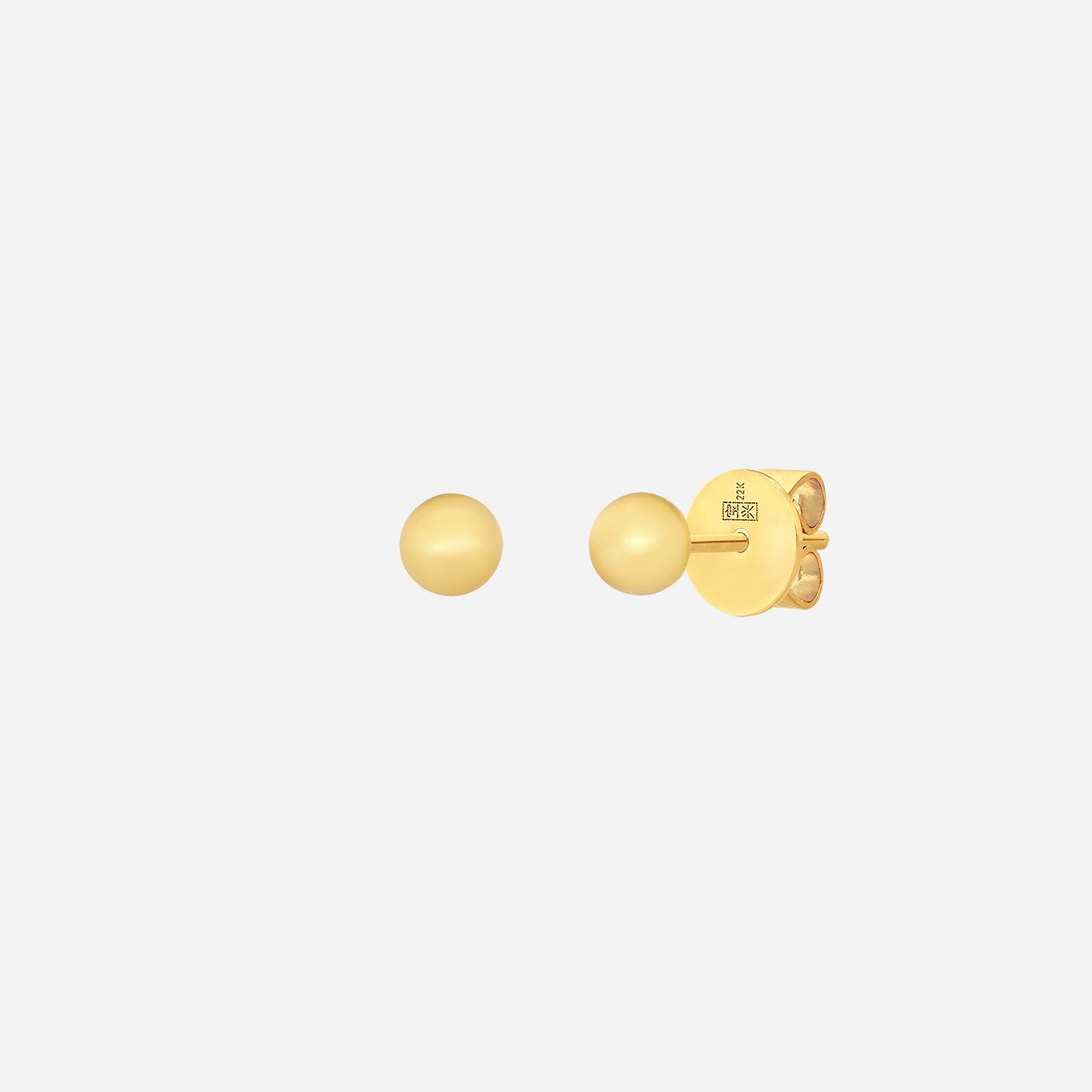 bead earrings in 22k yellow gold featuring polished spherical design for a timeless and versatile look.