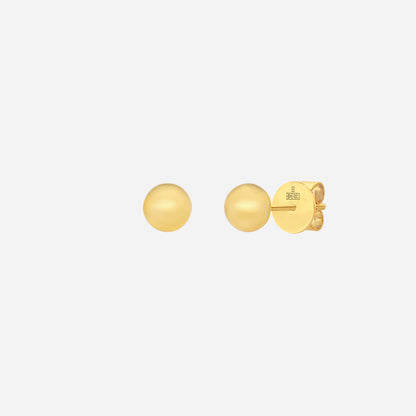 22K yellow gold bead earrings with polished spherical design, perfect for adding timeless elegance to any outfit.