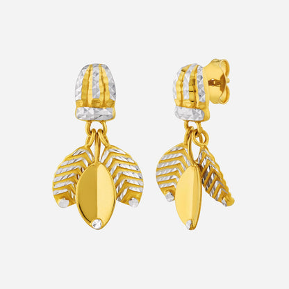 Elm Leaves Earrings in Yellow White Gold	 (H22KGROUP146V1389A)