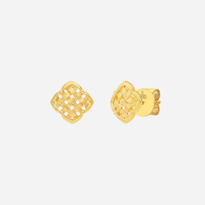 Woven Embrace Earrings in 22K Yellow Gold featuring an intricate woven design for elegance and texture.