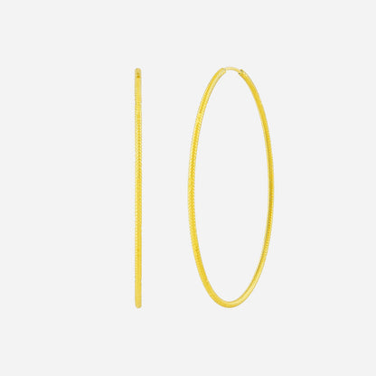 Textured Cut Hoop Earrings in Yellow Gold (H22KHOOP1373A)