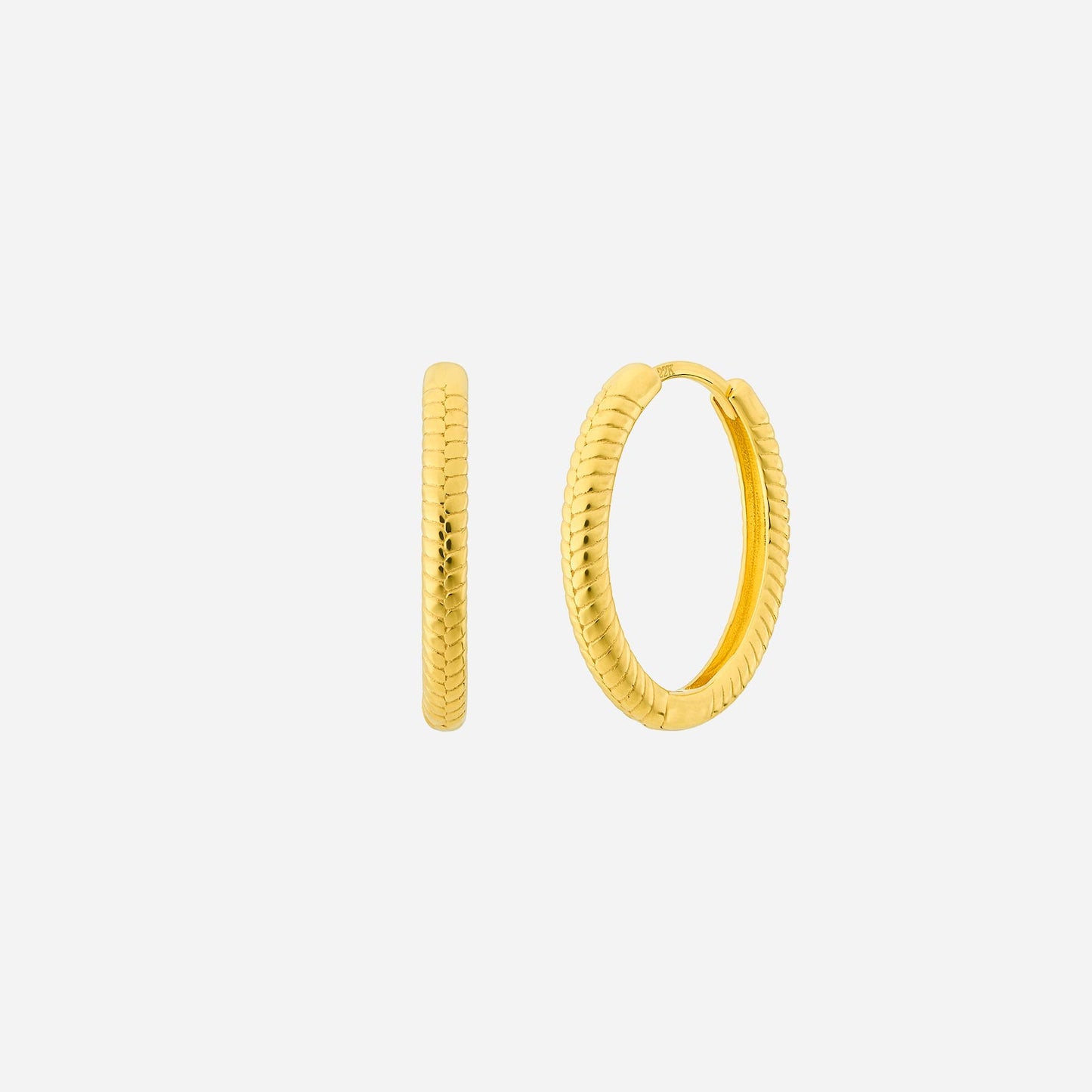 ridges huggie earrings in yellow gold (h22kstyle1246a)