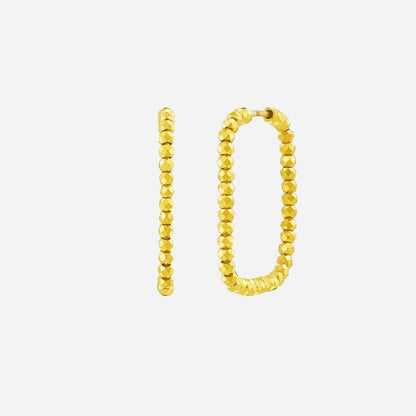 Beaded Square Hoop Earrings in Yellow Gold (H22KSTYLE1392A)