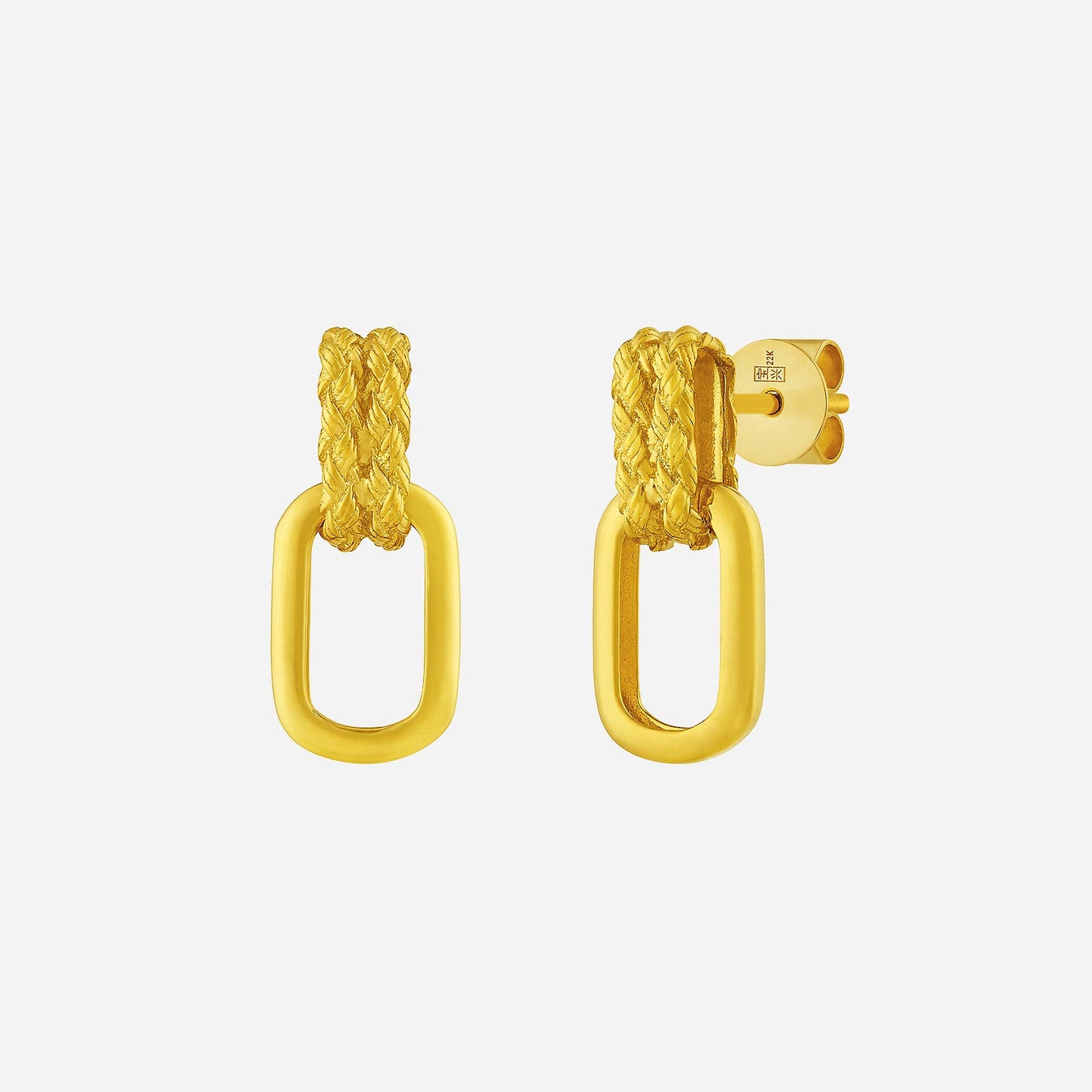 loop dangling earrings in yellow gold (h22kstyle1573a)