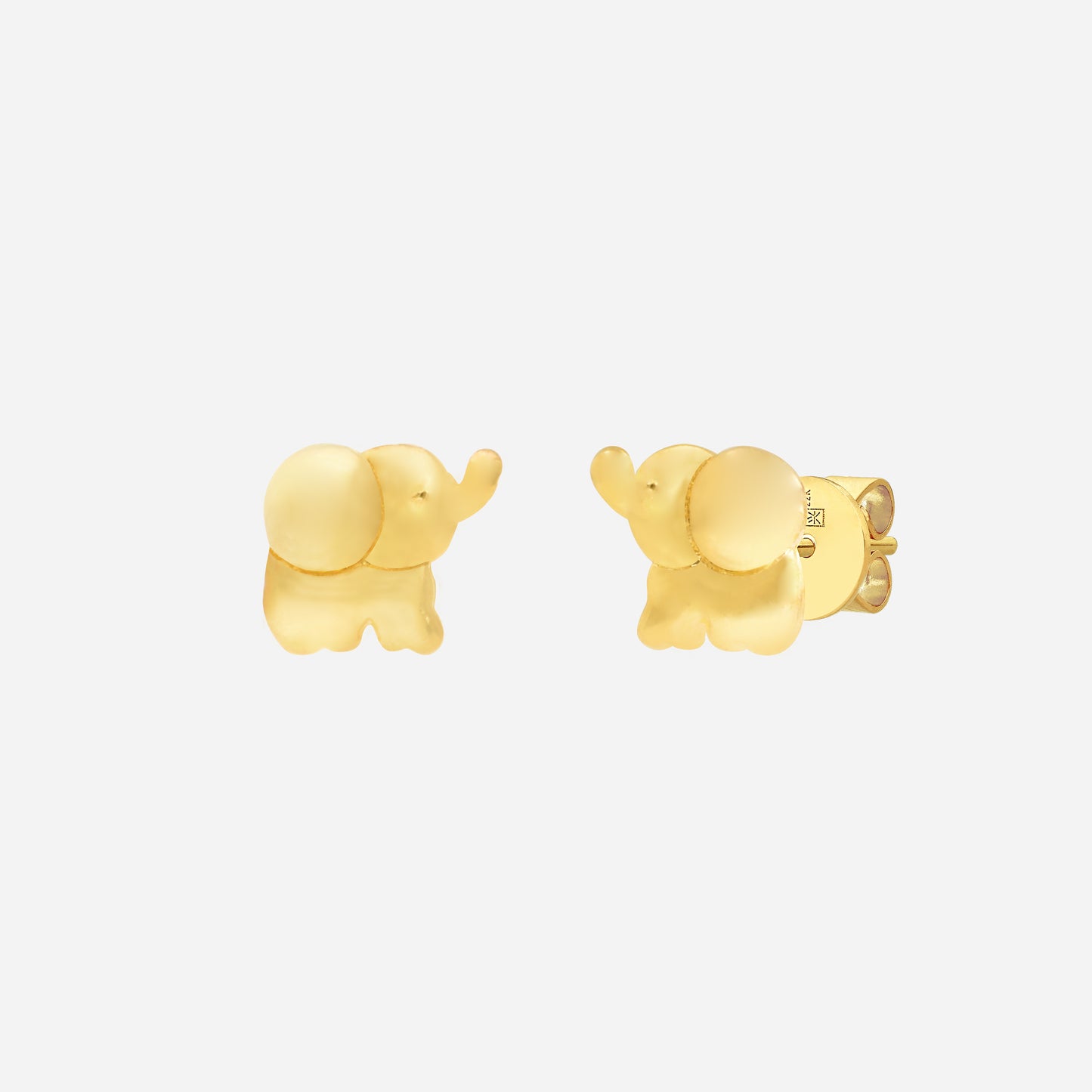 elephant earrings in 22k yellow gold with a charming design, symbolizing luck and strength.