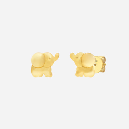 Elephant earrings in 22K yellow gold with a charming design, symbolizing luck and strength.