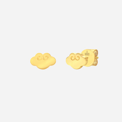 Auspicious Cloud Earrings in polished 22K yellow gold featuring a harmonious cloud design and intricate detailing.