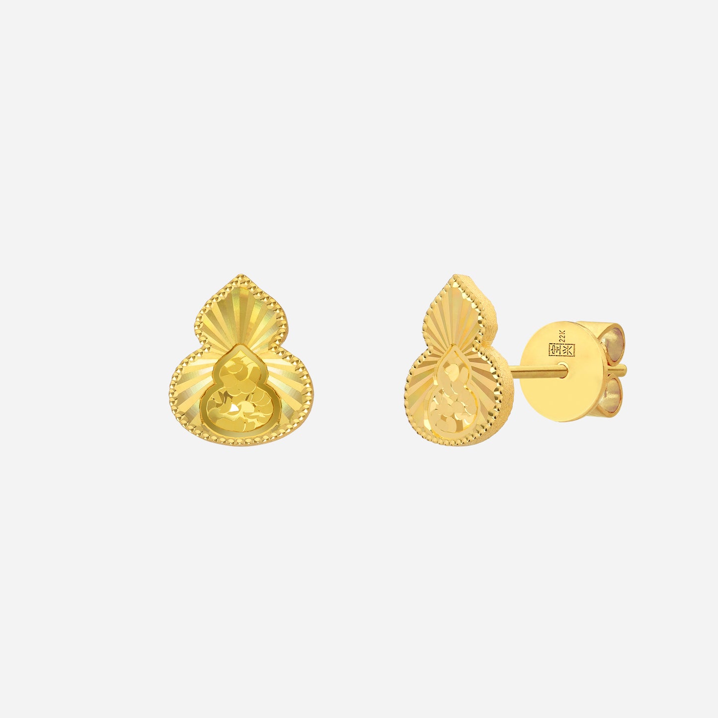 gourd earrings crafted in 22k yellow gold with a sculpted design, symbolizing protection and harmony.