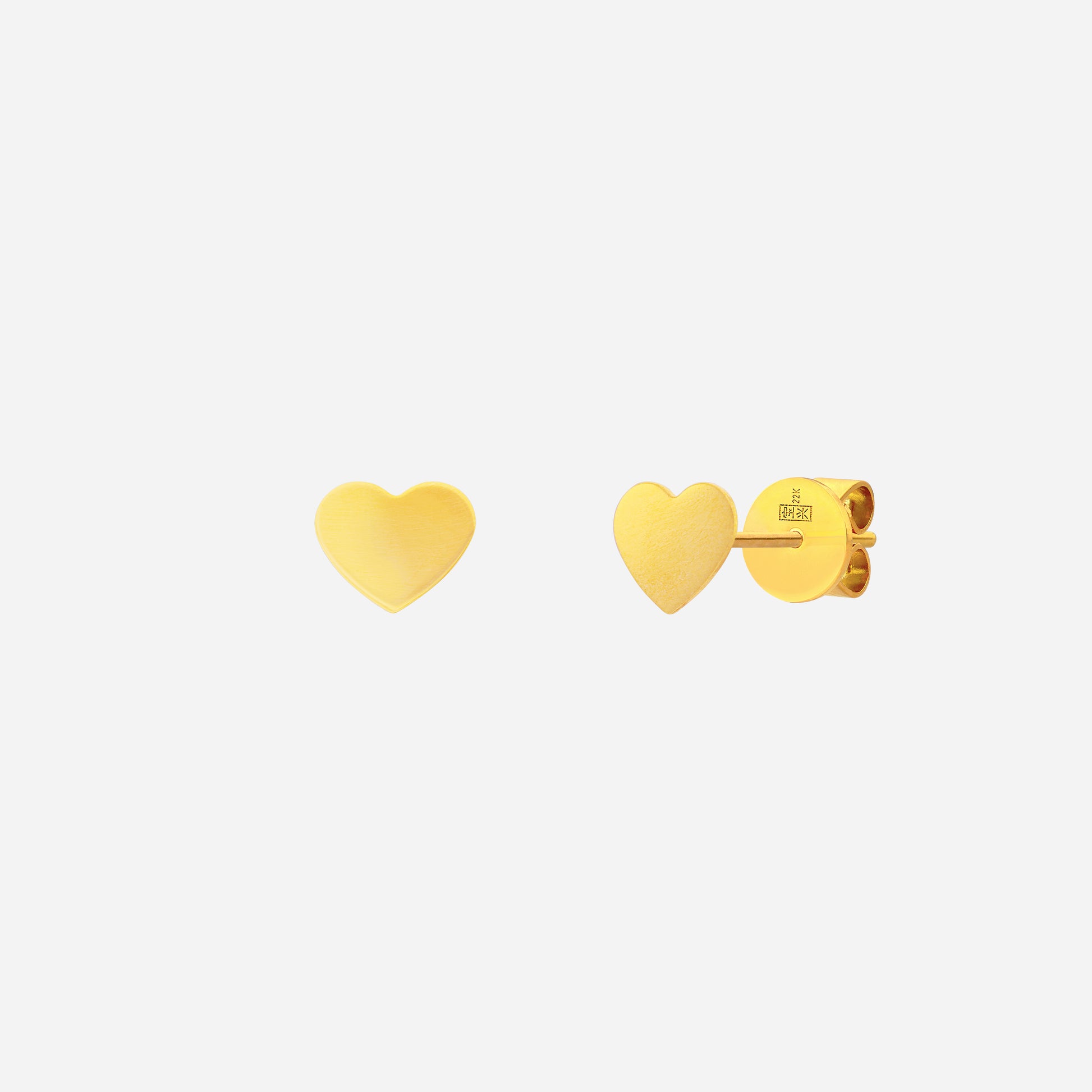 Double Love Earrings in 22K Yellow Gold featuring heart motifs with a polished and matte finish. Perfect for meaningful gifts.