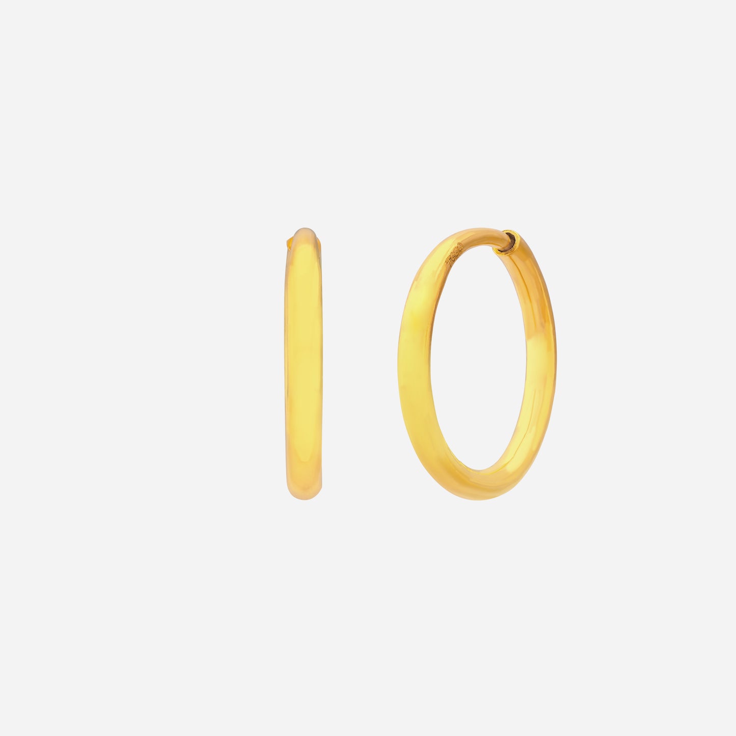 tube hoop earrings in 24k yellow gold with a smooth, polished curved design for timeless elegance.