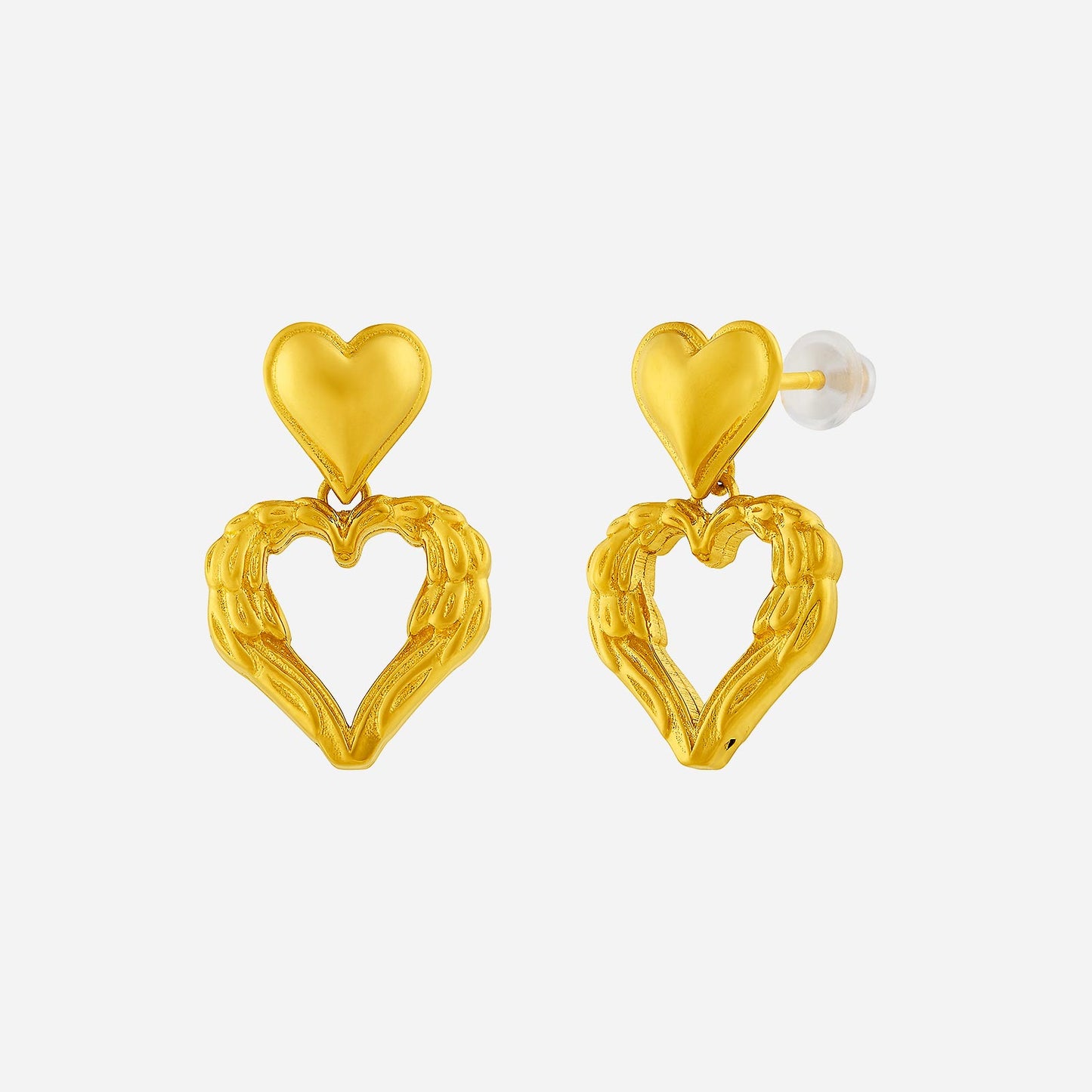 heart earrings in yellow gold (h999style1634a)