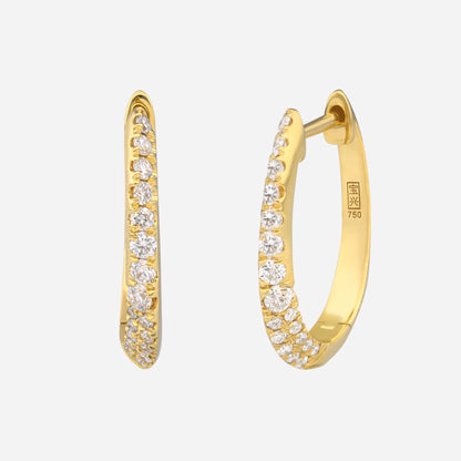 Luminous Twirl Diamond Earrings in 18K Yellow Gold with pavé-set sparkling diamonds in a graceful tapering design.
