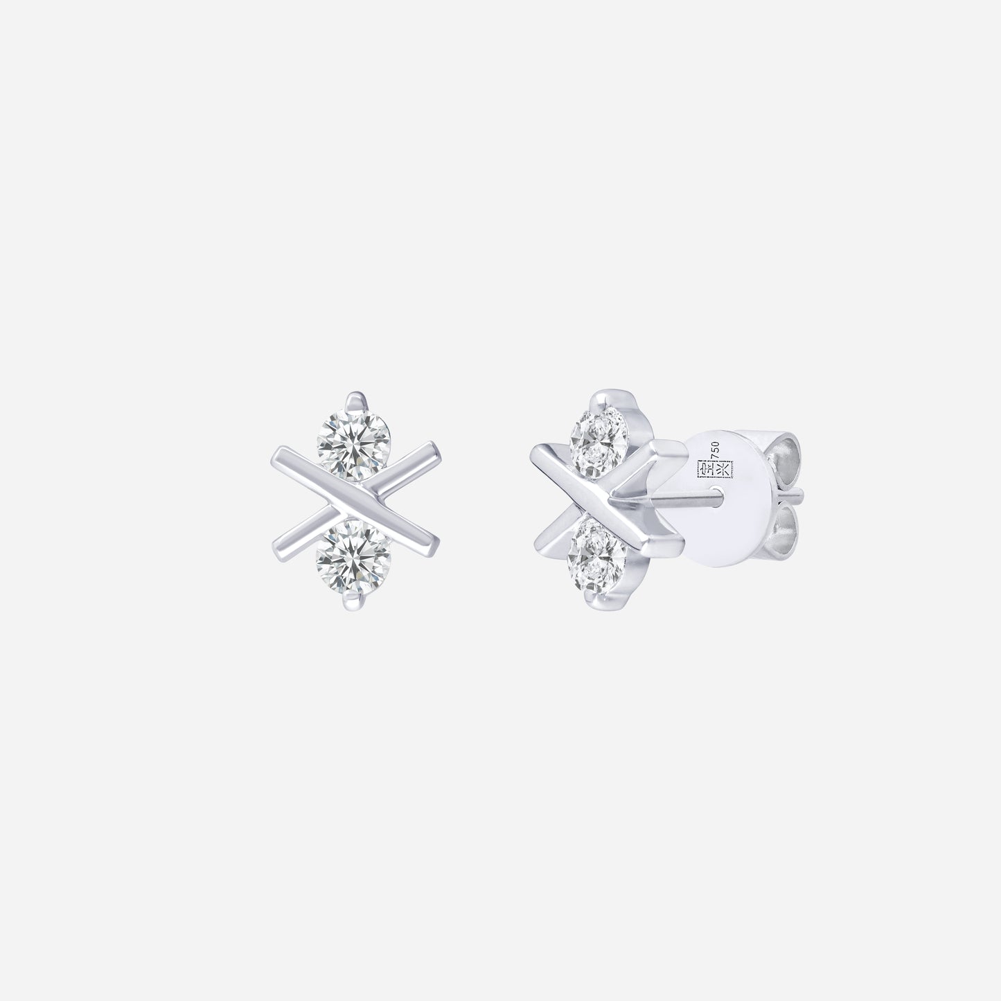starry glimmer diamond earrings in 18k white gold with a delicate cross design and brilliant diamonds.