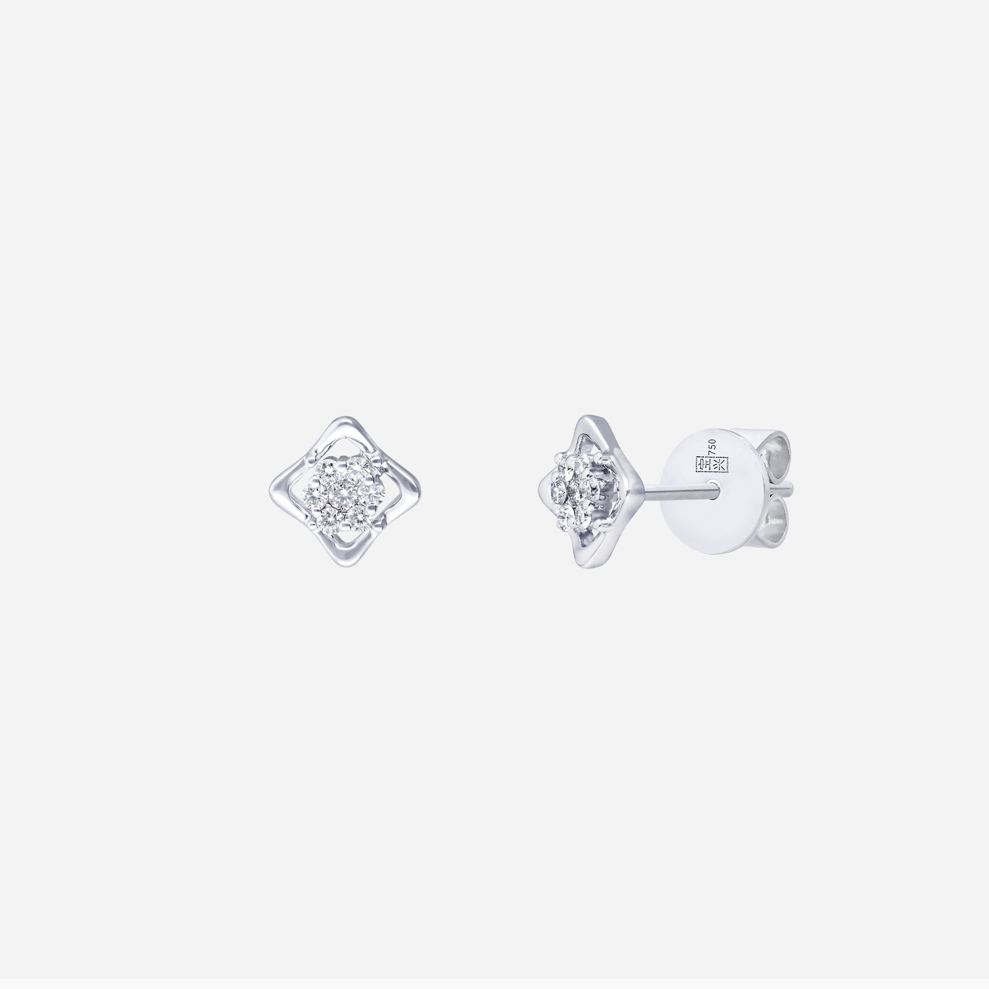 Light Blossom Diamond Earrings in 18K White Gold with a diamond cluster and airy modern design.