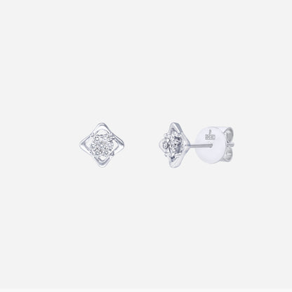 Light Blossom Diamond Earrings in 18K White Gold with a diamond cluster and airy modern design.