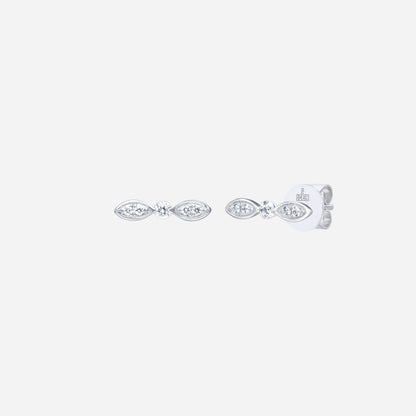 Delicate bow earrings in 18K white gold with marquise and round diamonds, showcasing a sweet, elegant design.
