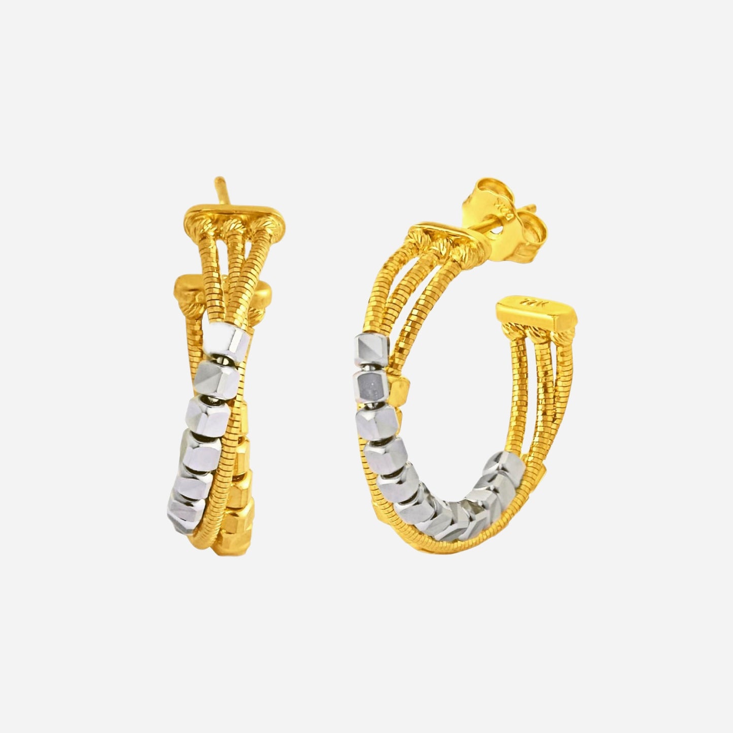 cobbled earrings in yellow white gold (hgroup015u0682a)