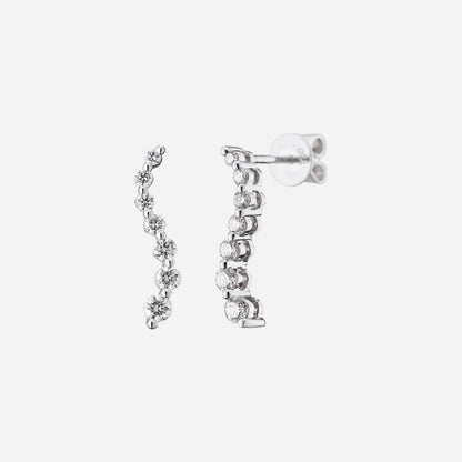 Wave diamond earrings in white gold with sparkling round diamonds for a stylish, elegant look. Perfect for any occasion.