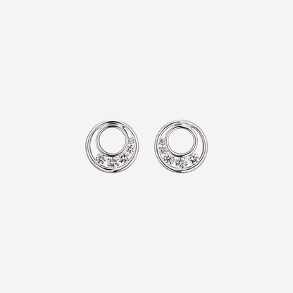 Love Journey Diamond Earrings in 18K White Gold featuring double loop design with brilliant diamonds.